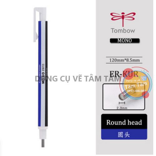 [ TÂM TÂM ]-Bút gôm Tombow, Tombow Mono Zero đầu tròn EH-KUR-