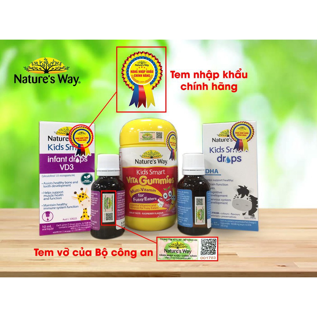 Kẹo Dẻo Nature's Way Kids Smart Vita Gummies Multi Vitamin Lọ 60 Viên - Kích Thích Ăn Ngon, Bổ Sung Vitamin Tổng Hợp