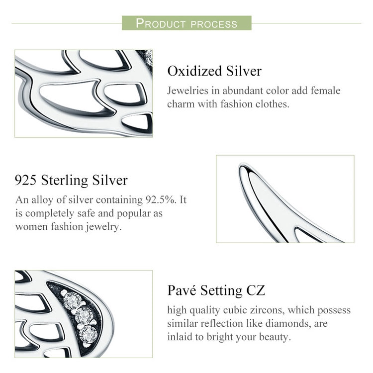 Bông tai Bamoer bằng bạc S925 hình dạng đôi cánh lông vũ thời trang dành cho nữ