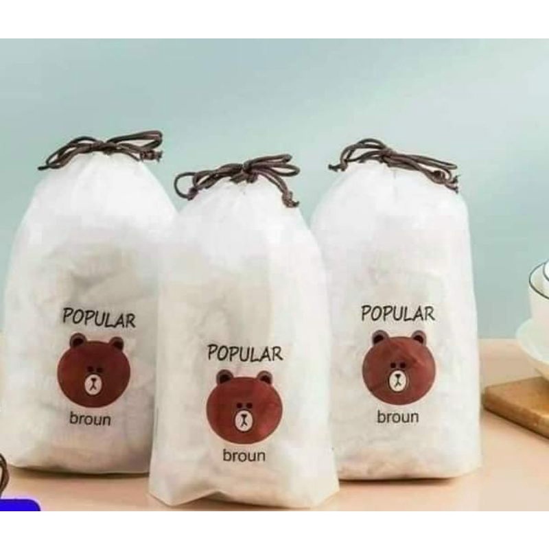 Túi 100 Màng Bọc Thực Phẩm Có Chun Co Dãn Tái Sử Dụng Kèm Túi Gấu