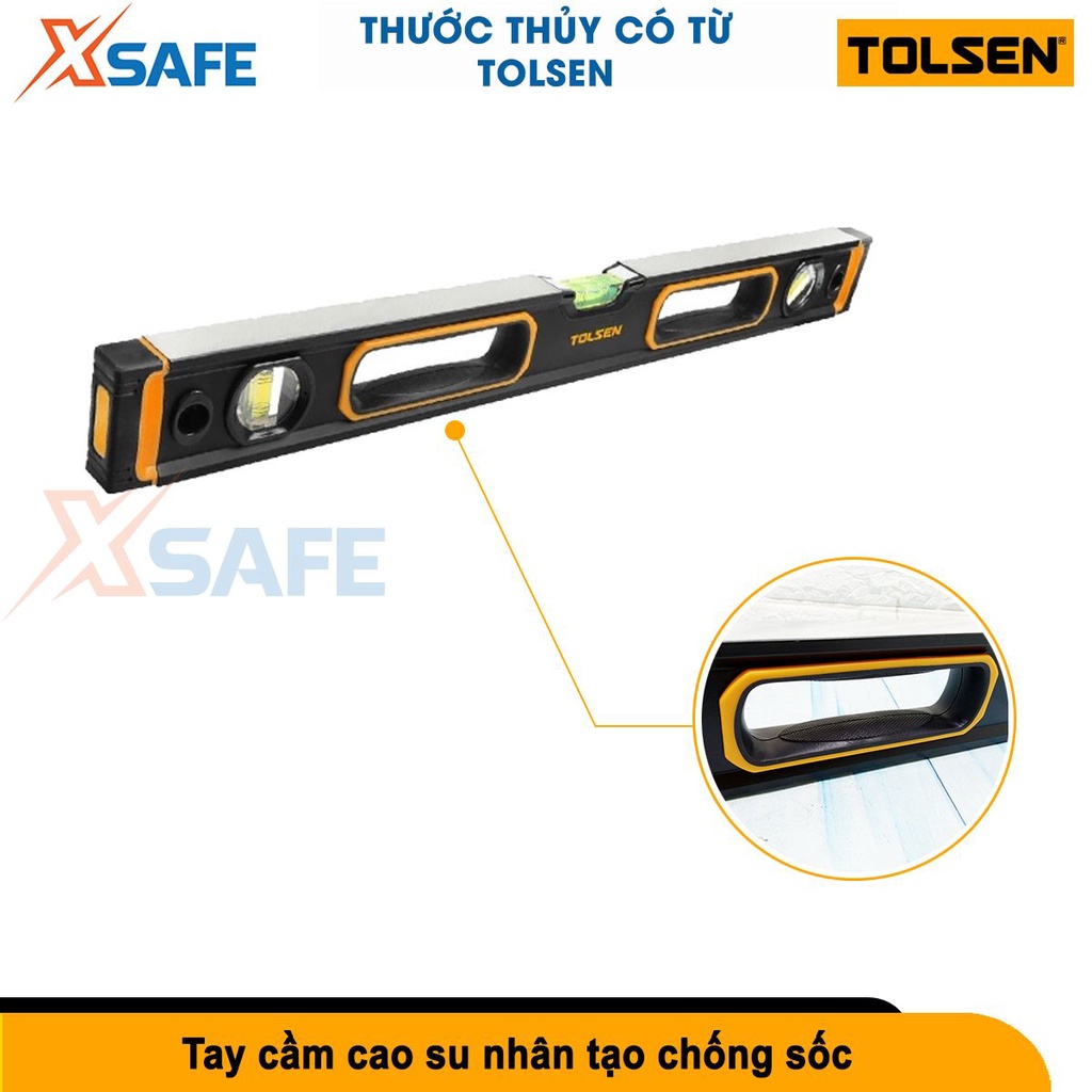 Thước thủy nivo Tolsen kích thước 60-120cm có từ tính, khung nhôm chắc tay, đo được 3 góc độ cân bằng