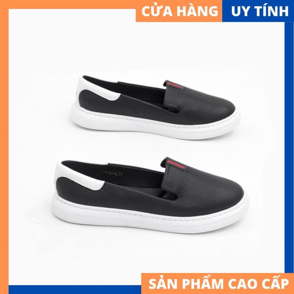 Giày Slipon Đế Cao Su Trắng Da Mềm Siêu Nhẹ Màu Đen Cao Cấp X436 | WebRaoVat - webraovat.net.vn