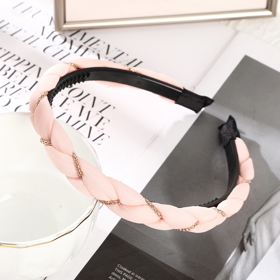 Băng Đô Cài Tóc Bằng Xốp Màu Trơn Phối Dây Xích Đan Chéo Phong Cách Hàn Quốc Cho