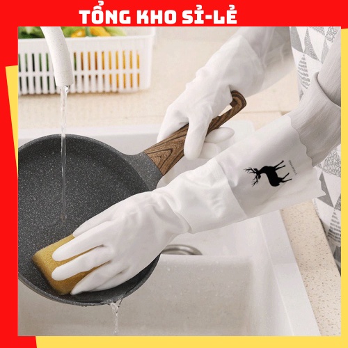 [Hàng Loại 1] Găng Tay Rửa Chén Bát Lót Nỉ Siêu Dai Dài Tay - Cổ cao - Có chun chống tụt 88237 TỔNG KHO SỈ 88