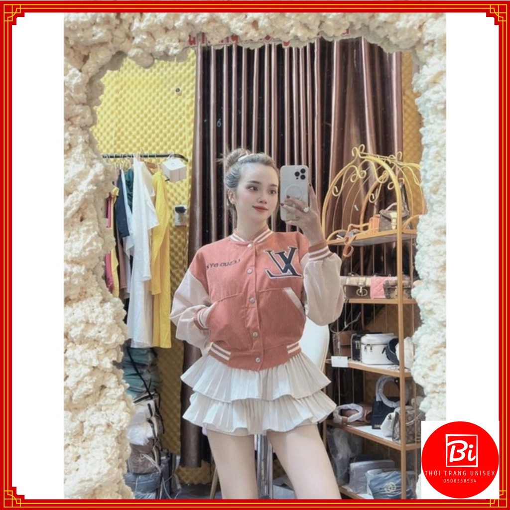 Áo Khoác Nhung Tăm Dáng Lửng Tay Cánh Dơi Thêu Chữ L-V Tay và Lai Áo Bo Chun_AK69