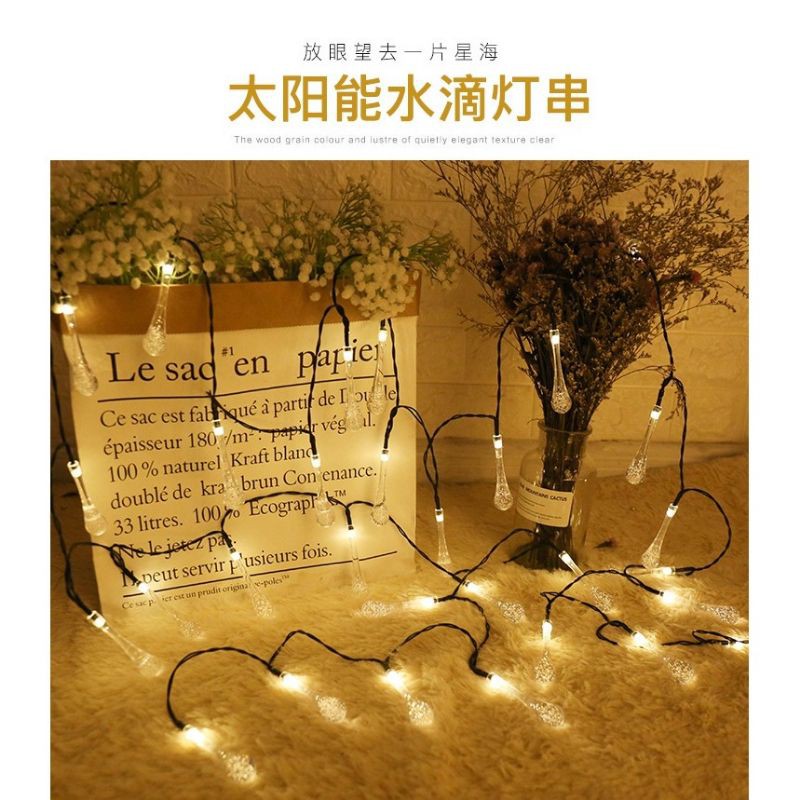 Dây Đèn Thả 10m - 50 Bóng Giọt Nước Trang Trí, cắm điện 220v