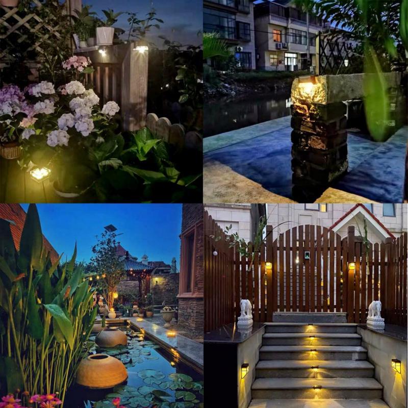 Set 4 đèn LED không dây chống nước sử dụng năng lượng mặt trời cho sân vườn