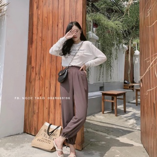 Set áo pull in chữ mix quần bomber