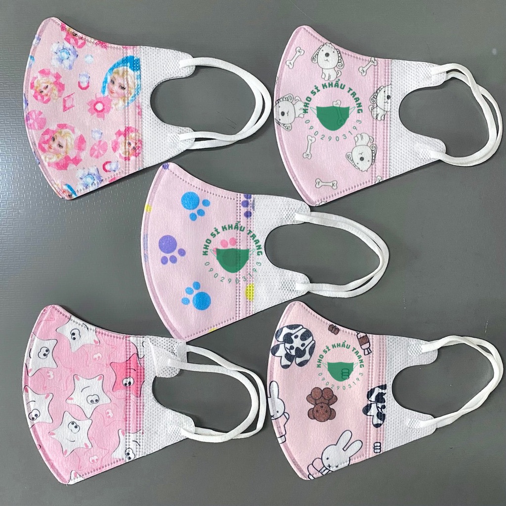 Khẩu trang 5D cho bé 0-2 tuổi hàng nội địa Trung nhiều hình cute túi 10 cái