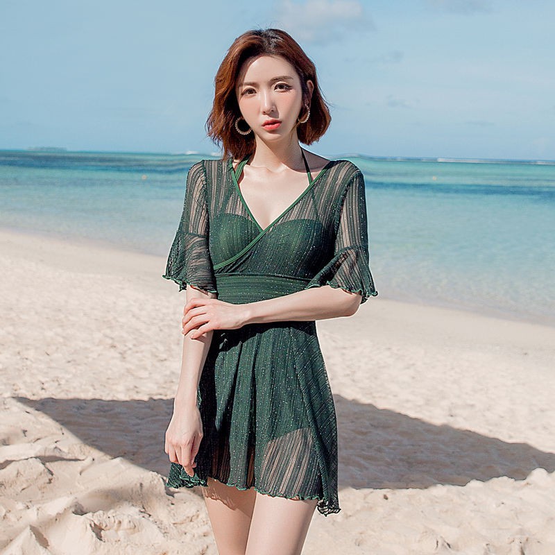 tu dungÁo tắm một mảnh nước nóng màu đỏ lưới xẻ tà kiểu mới [Áo nữ suối sexy có lót trong năm 2020 bảo vệ cơ thể] | BigBuy360 - bigbuy360.vn