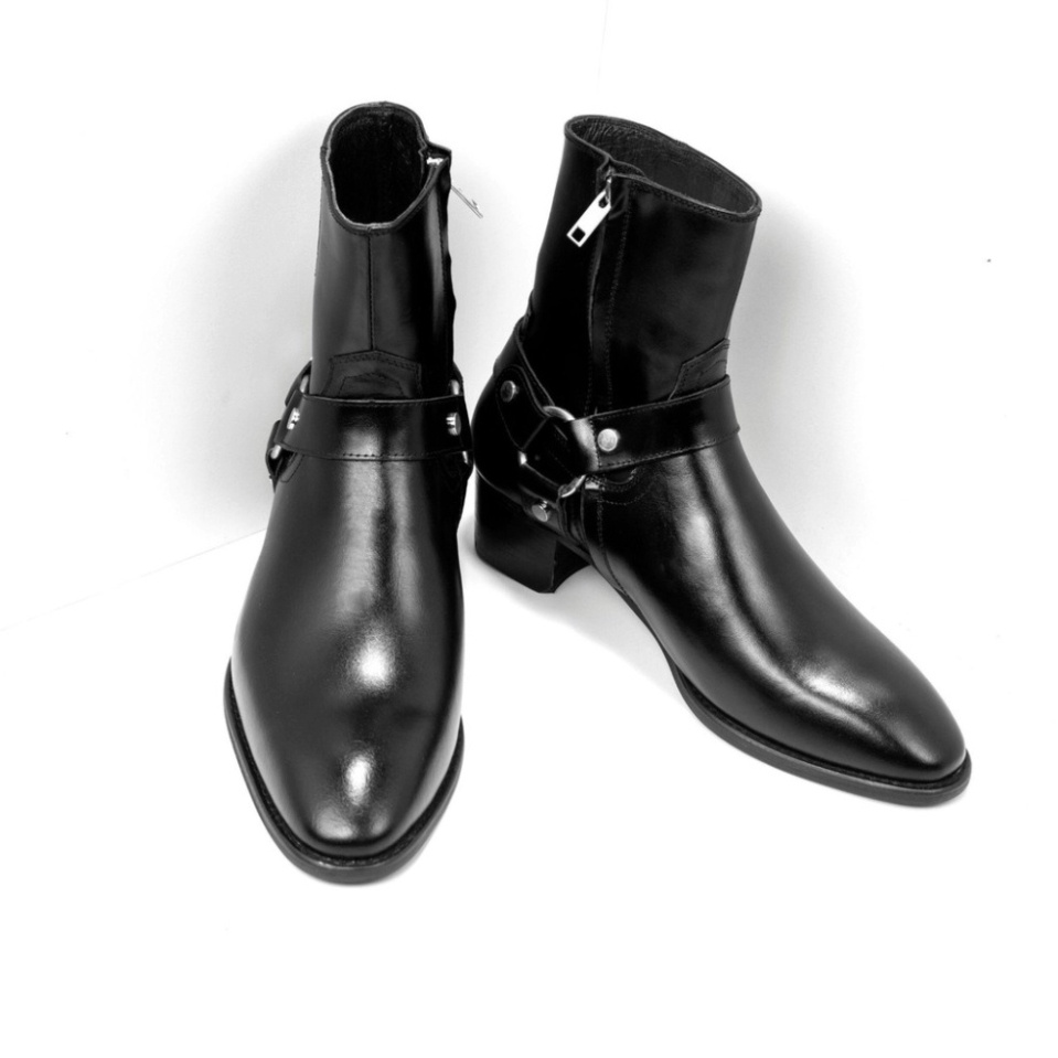Giày Harness Boots Nam DECEMBER Da Bò Thật Đế Gỗ Cao 5cm