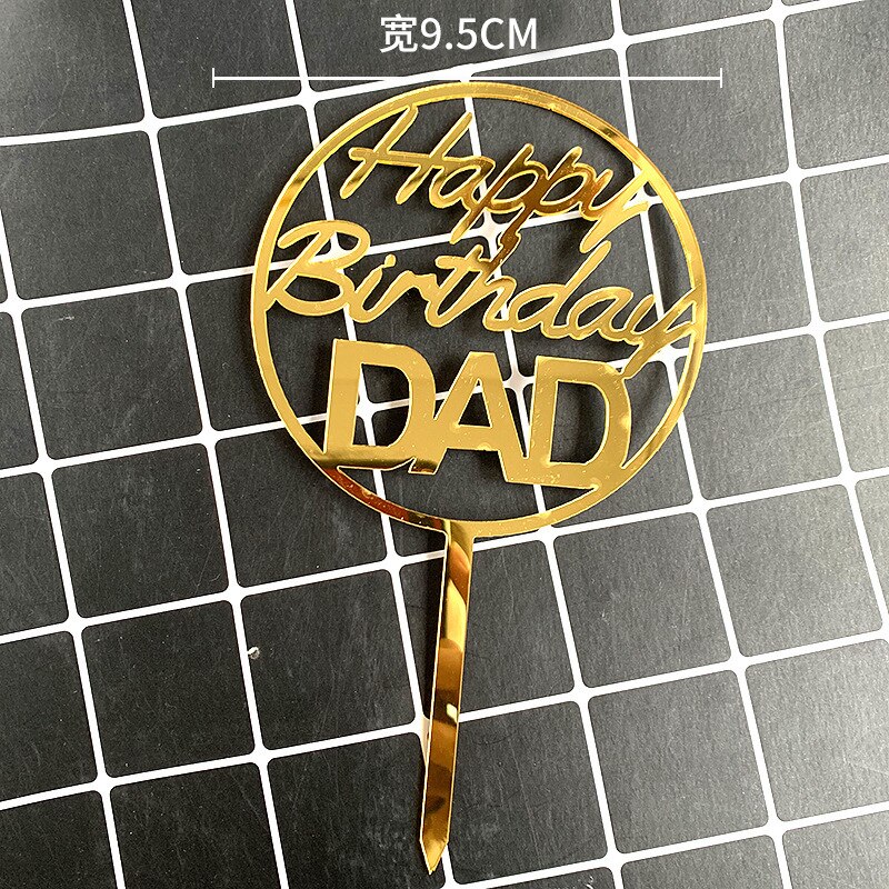 Topper Cắm Trang Trí Bánh Kem Chữ Happy birthday DAD &amp; MOM