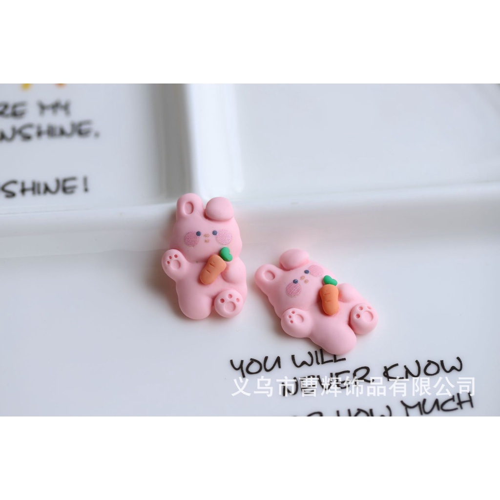 Charm gấu thỏ dễ thương trang trí slime, cốc, ốp điện thoại, buộc tóc, kẹp tóc - CN04