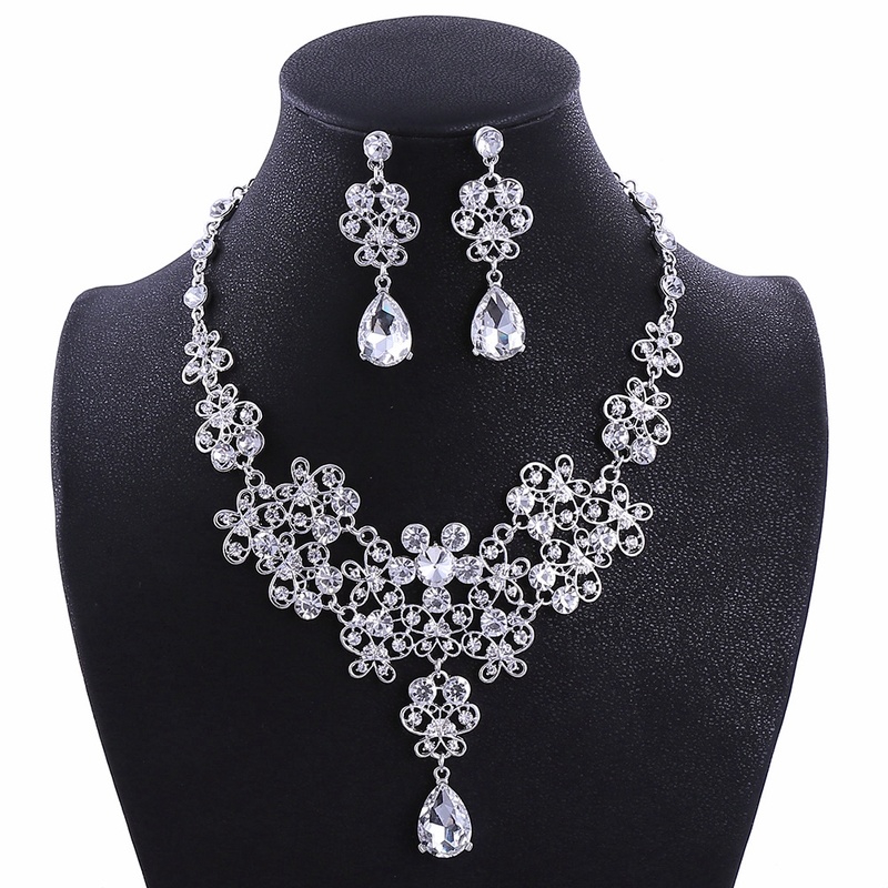 Bộ vương miện vòng cổ bông tai đính pha lê kim cương 11 kiểu tùy chọn cho cô dâu