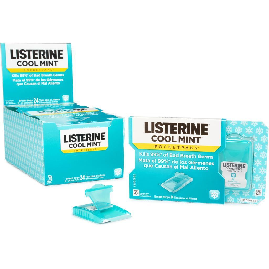 Hộp 24 Miếng ngậm thơm miệng, diệt khuẩn Listerine Cool Mint - Hương bạc hà