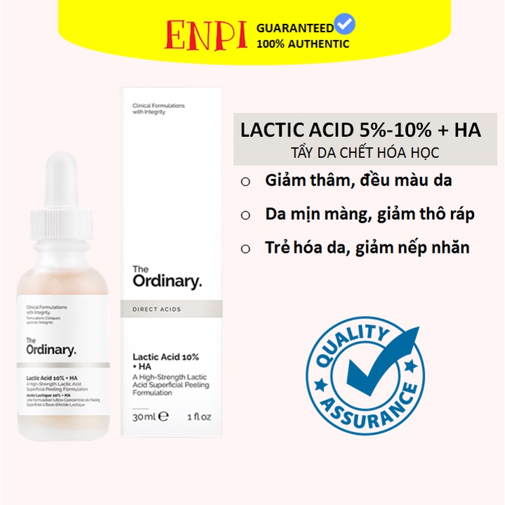 Tẩy da chết hóa học Lactic Acid + HA - The Ordinary