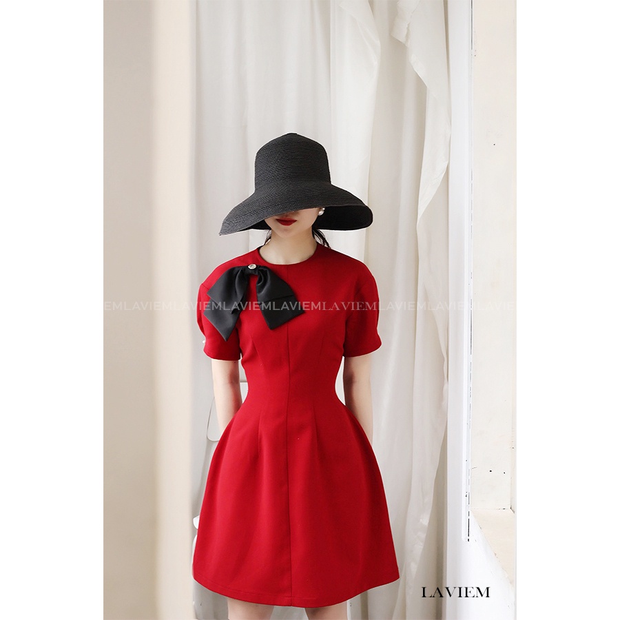 LAVIEM - Đầm đỏ nơ đen Emmy | BigBuy360 - bigbuy360.vn