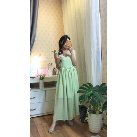 váy maxi xanh đại dương kèm bảng màu mới siêu chuẩn