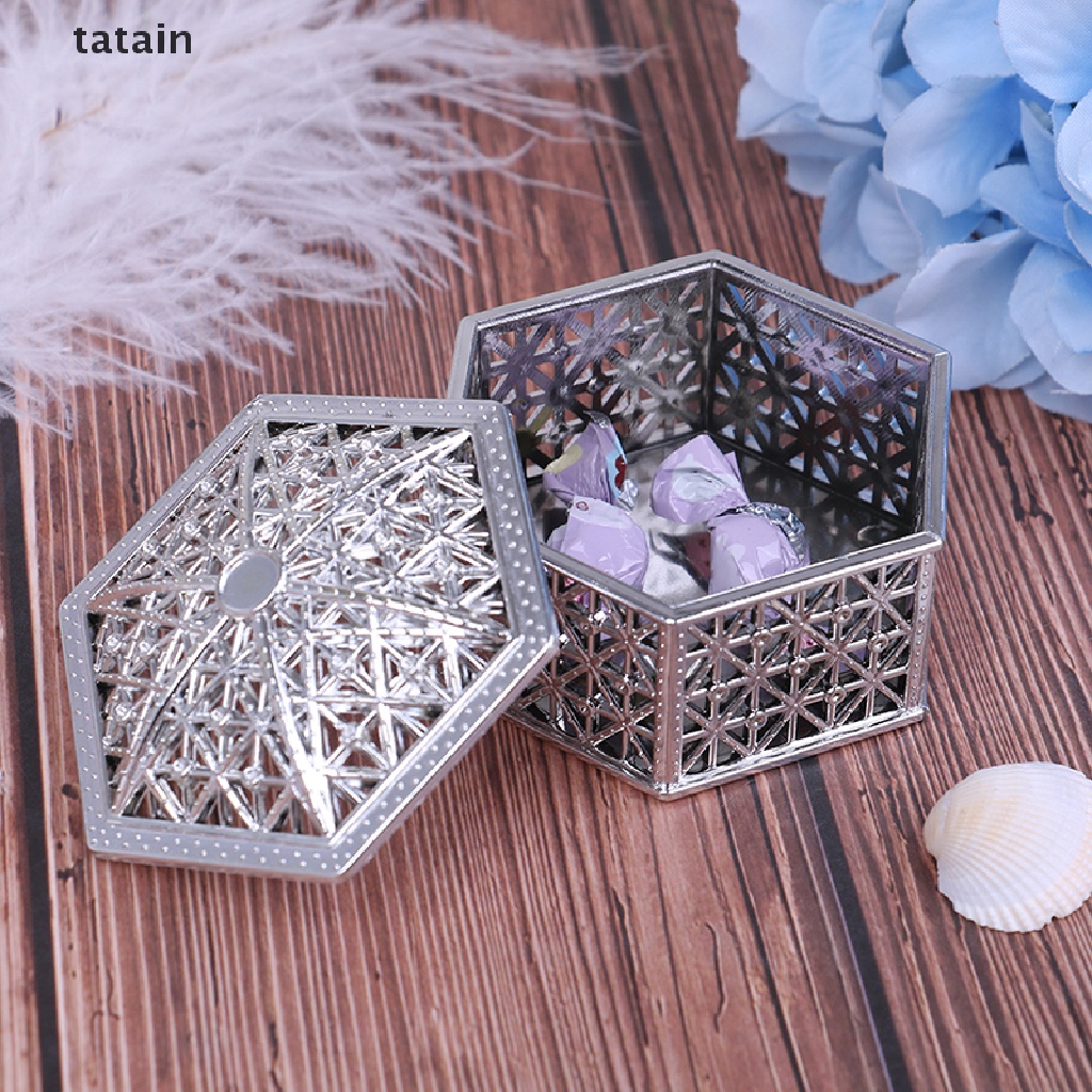 Hộp kẹo hình lục giác bằng nhựa sáng tạo hộp quà cưới sô cô la cổ điển