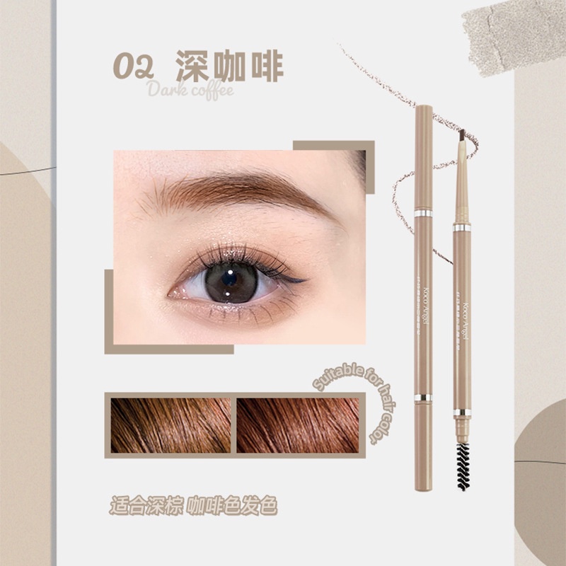 Chì Kẻ Mày 2 Đầu, Bút Chì Kẻ Lông Mày Hai Đầu Tam Giác Xoay Tự Động Siêu Mịn Chống Mồ Hôi Không Lem Dễ Phai Màu