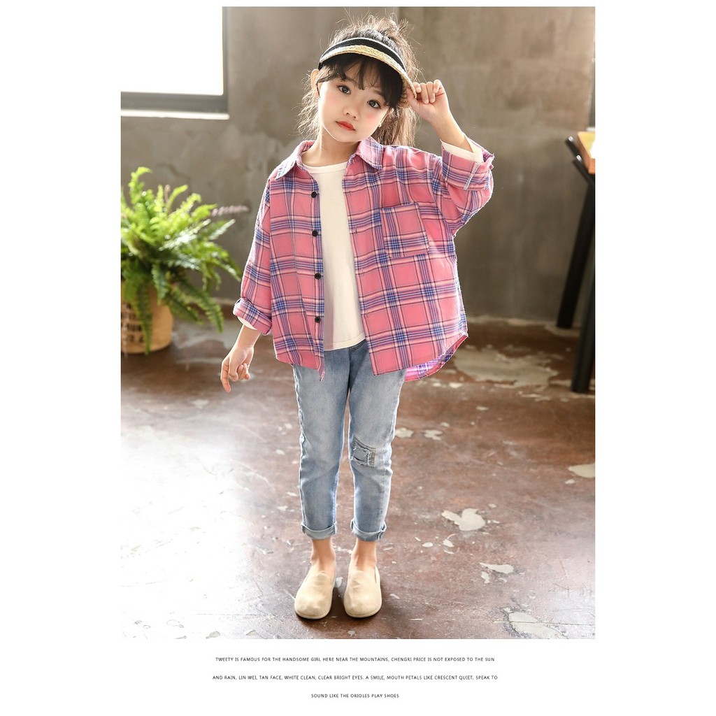 Áo sơ mi caro bé gái