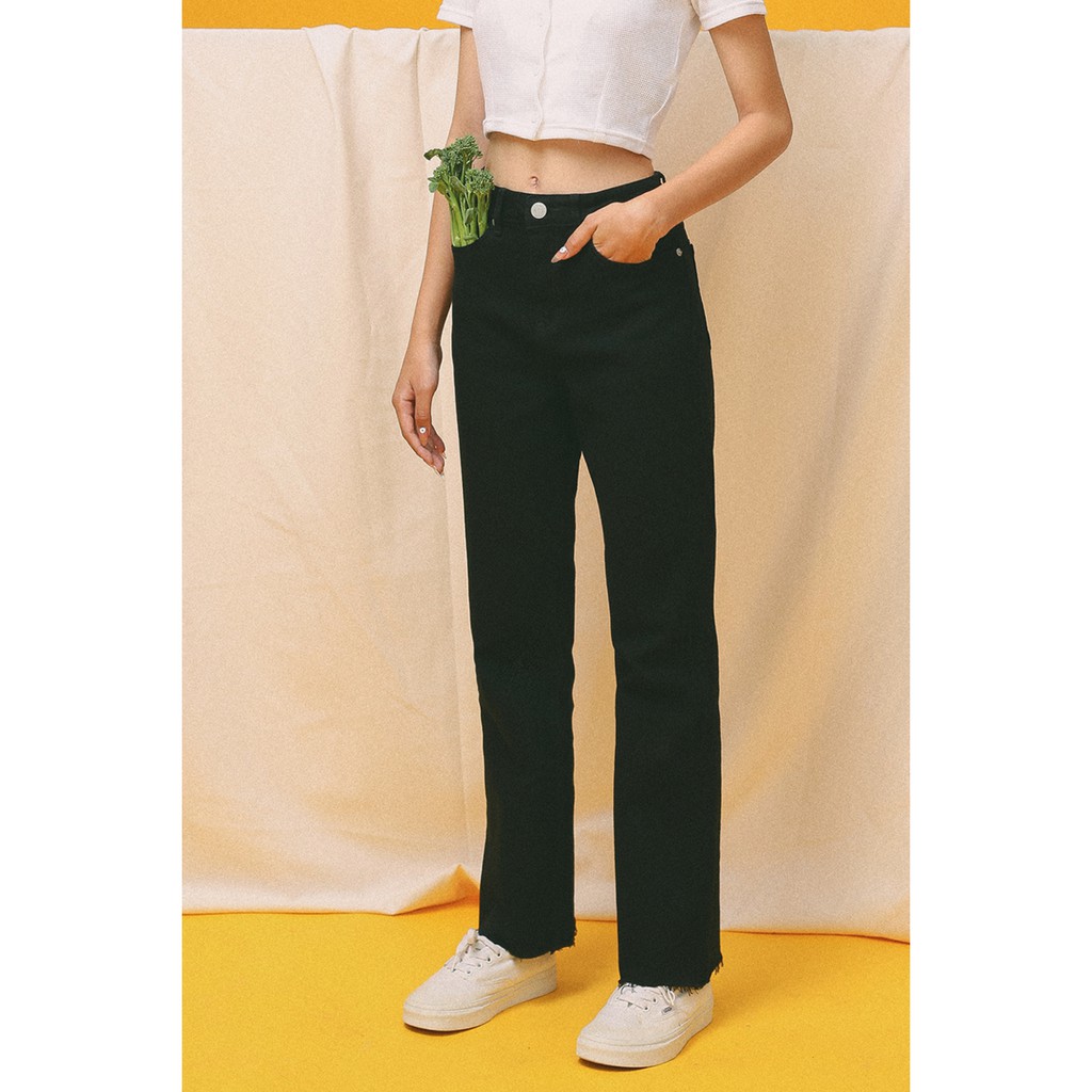 [Mã BMBAU50 giảm 7% tối đa 50K đơn 99K] Quần jean thời trang GAGO high waist bootcut denim màu đen GO3350