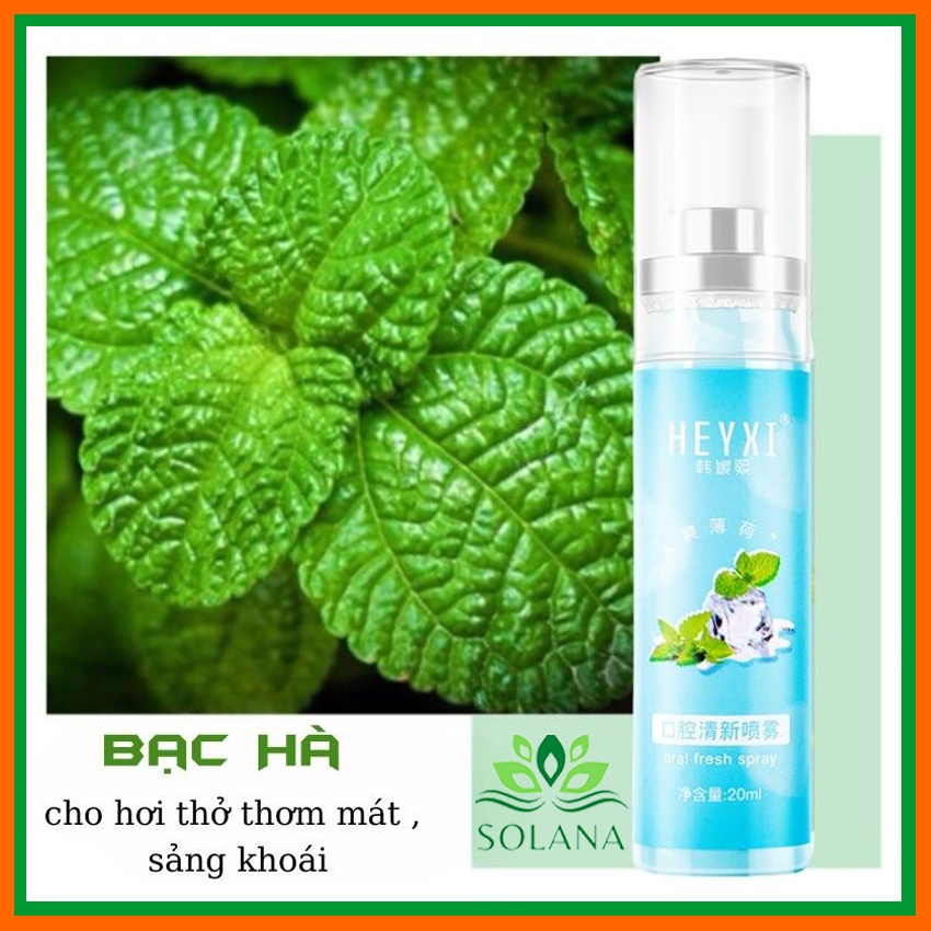 [HCM] Xịt Thơm Miệng HEYXI Vị Đào, Bạc Hà Thơm Mát, Giảm Hôi Miệng, Ngừa Vi Khuẩn Khoang Miệng Lưu Hương Thơm Mát SOLANA