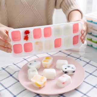 Khay Đá Có Nắp Đậy Silicon 14 Viên, Khay Đựng Đá Tủ Lạnh, Làm Đá Thạch Kem Bảo Quản Chống Mùi Tuyệt Đối