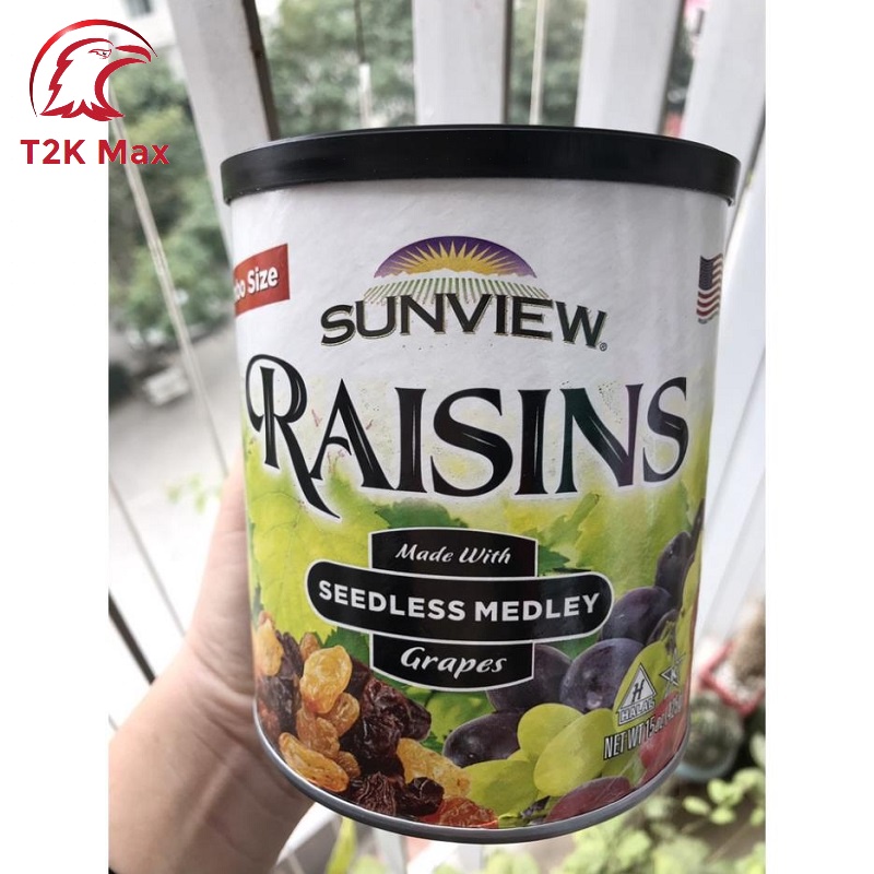 Nho khô raisins sunview mix vị hỗ hợp 3 màu thập cẩm hộp 425gr - T2K Max