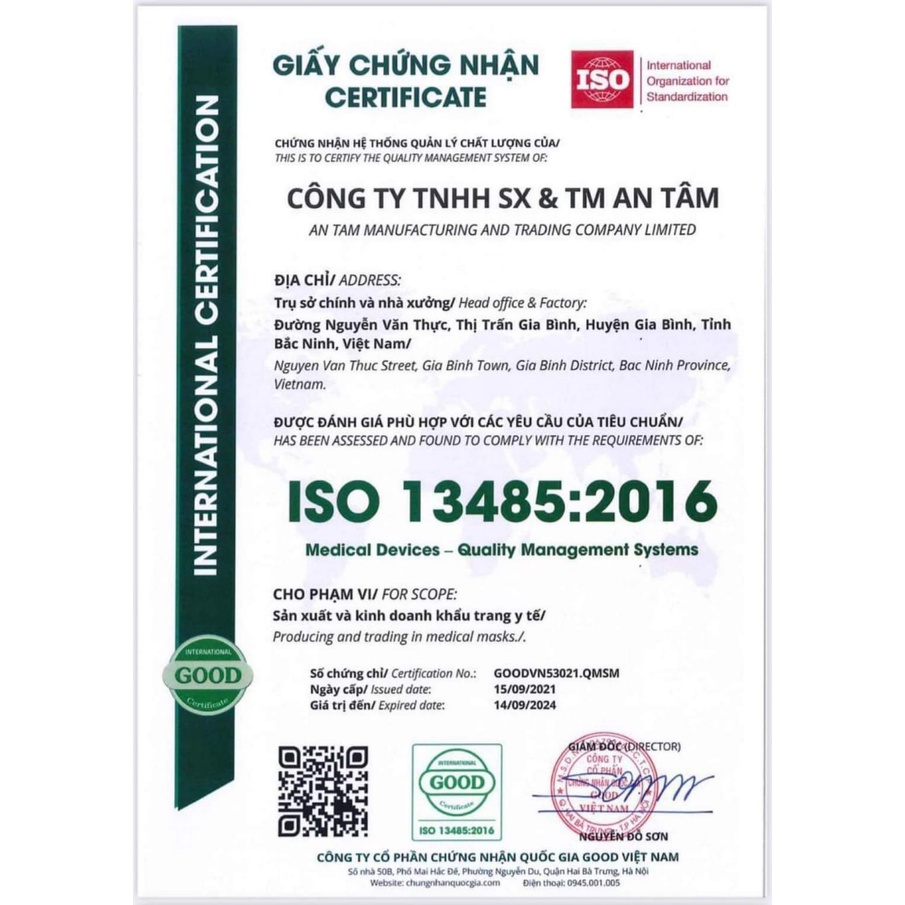 Khẩu trang trẻ em KF94 thương hiệu An Tâm, cho bé 6-12 tuổi