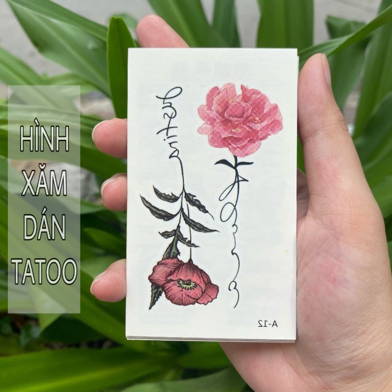 Hình xăm hoa chữ ký đuôi a12. Tatoo dán tạm thời size 10x6cm