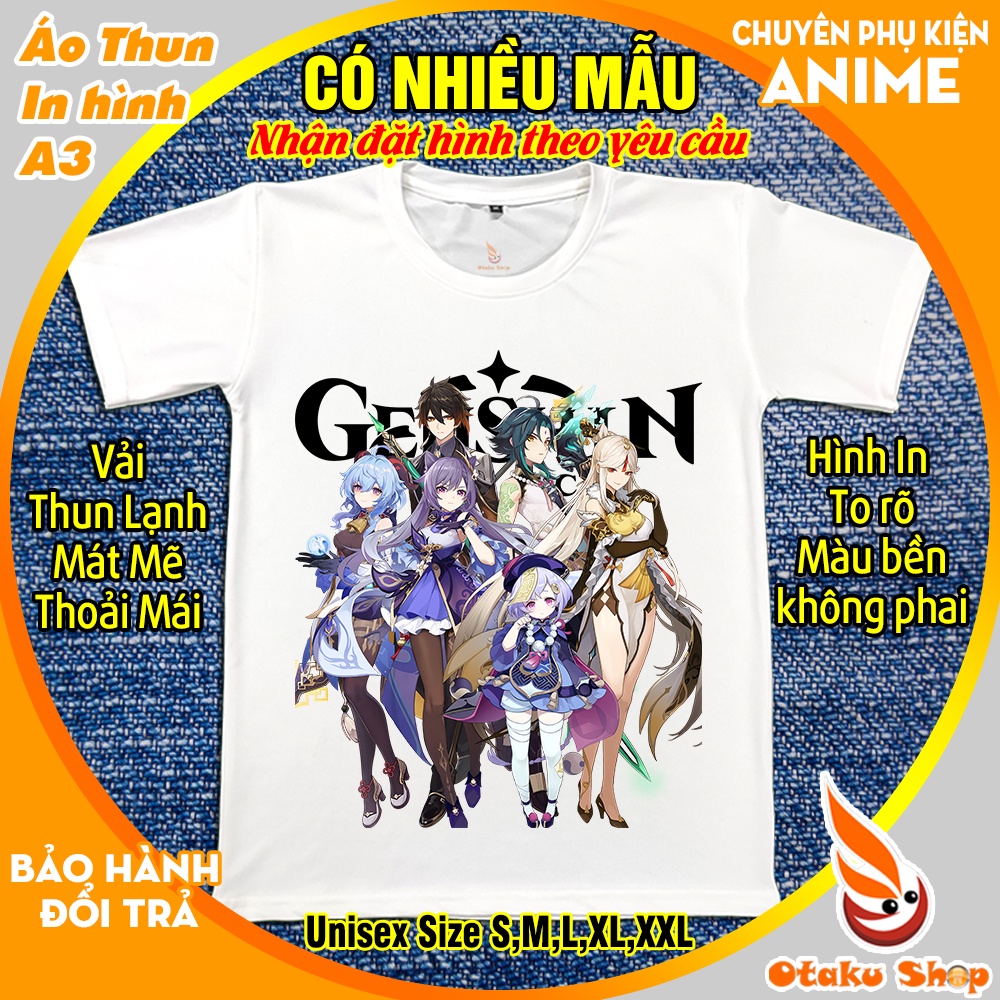 Áo thun Games Genshin Impact nhiều nhân vật đủ Size chuẩn from Unisex phù hợp Nam Nữ in hình theo yêu cầu Otaku
