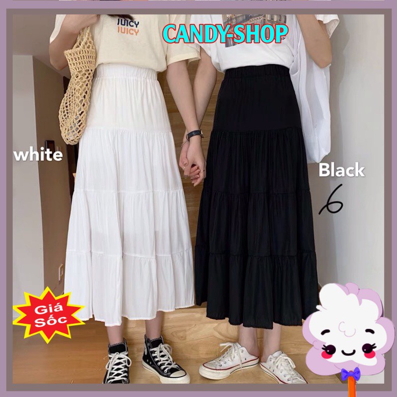 Chân váy dài Ulzzang xếp ly chữ A kiểu Hàn Quốc- Chân váy dài Bigsize qua gối xòe siêu hot .Candy-shop