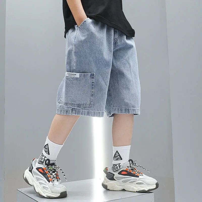 Quần Short Denim Dáng Rộng Thời Trang Mùa Hè Cho Bé Trai