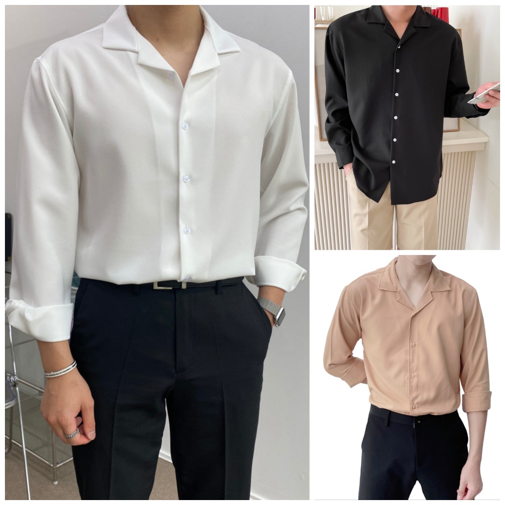 Áo sơ mi nam dài tay, sơ mi nam, kiểu hàn quốc, form rộng, unisex, cổ vest,vải lụa mịn mềm, đẹp,cao cấp