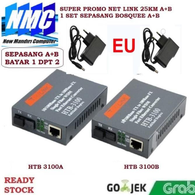 1 Bộ Chuyển Đổi Netlink Htb 3100 Fiber Optic Sang Lan Media Converter A + B