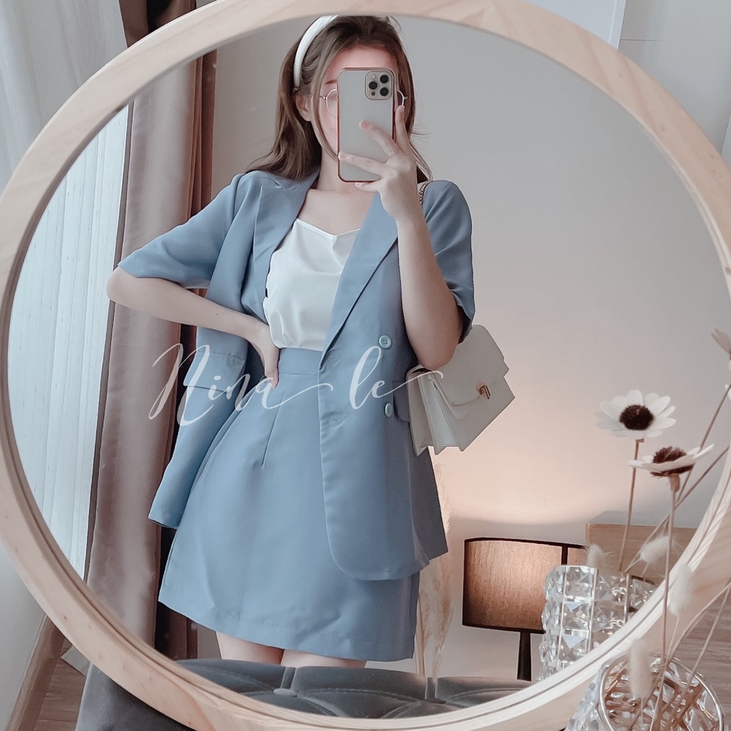 Set vest , set váy 3 món công sở trẻ trung kèm ảnh thật trải sàn s48