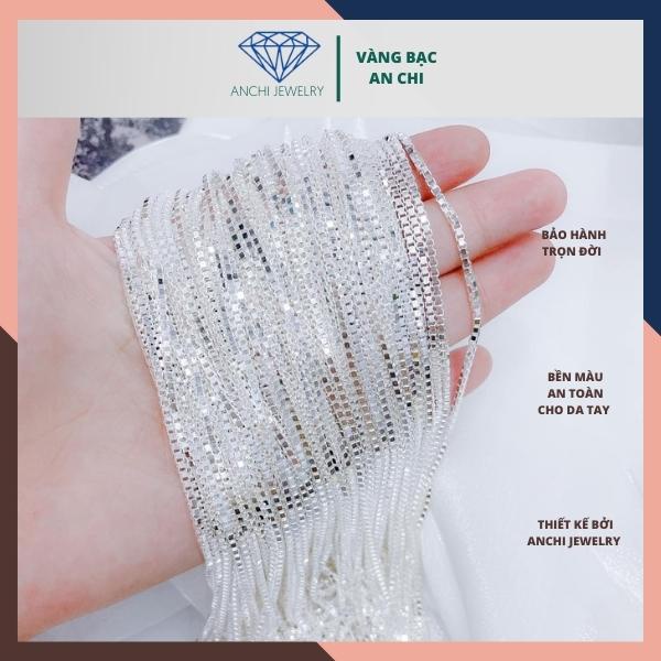 Dây chuyền nam mắt xích vuông dẹt - bạc ta S99 sáng đẹp , An chi jewelry