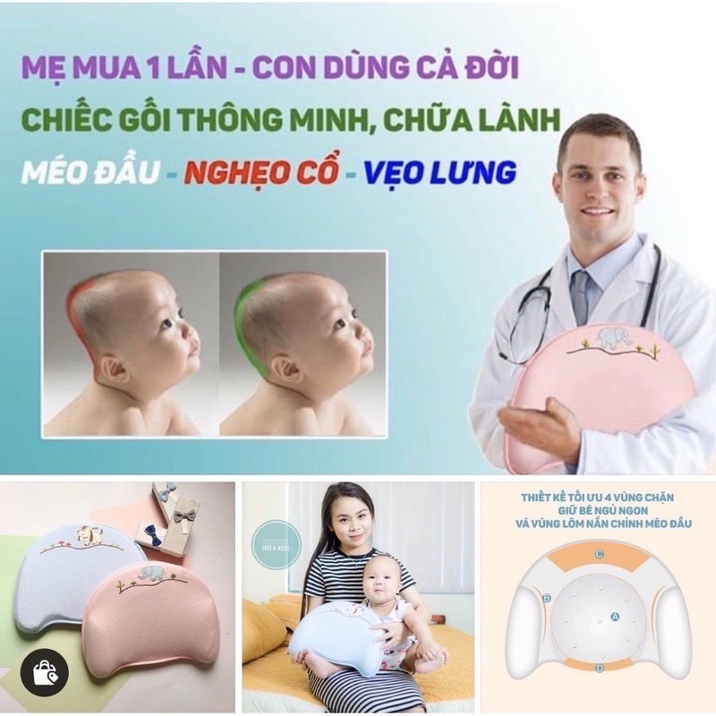 Gối babyMoov chống méo/bẹp đầu cho bé yêu