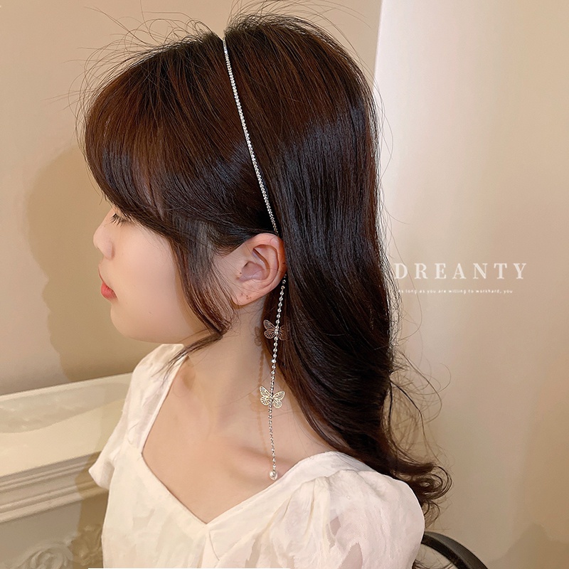 Băng Đô Cài Tóc Đính Kim Cương Hình Bướm Thời Trang Dành Cho Nữ