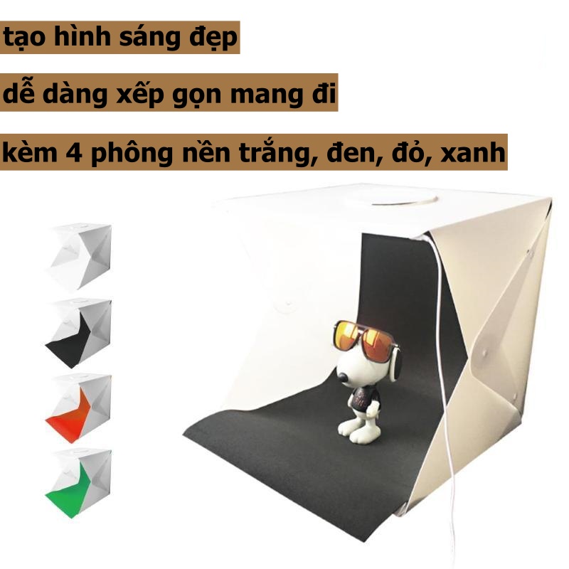 Hộp Chụp Sản Phẩm 30 x 30cm 40x40cm, hộp đèn studio 70 Đèn Led giúp lấy sáng chụp ảnh sản phẩm đẹp