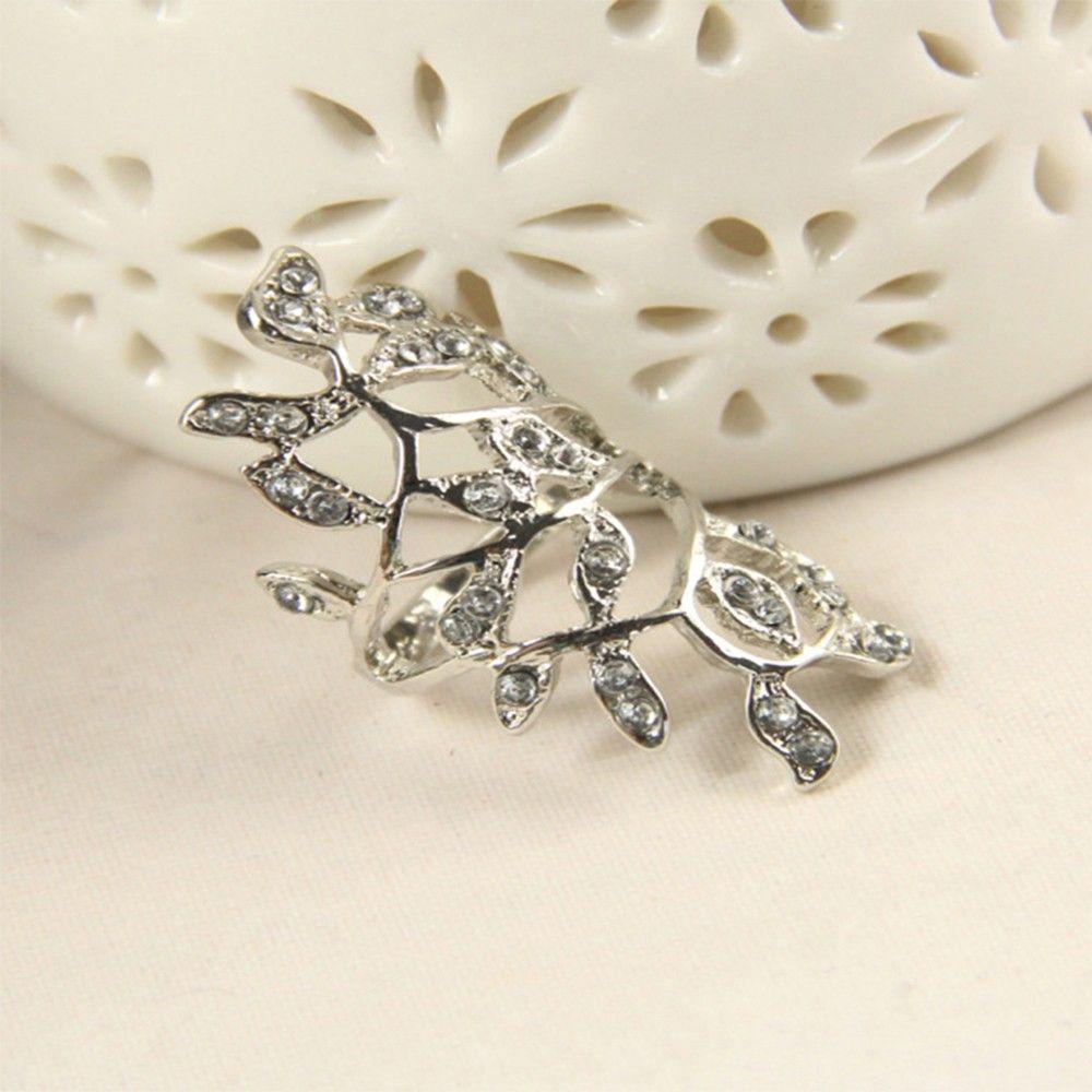 MOCHO Bộ Nhẫn Đốt Ngón Tay Hình Lá Đính Đá Aolly