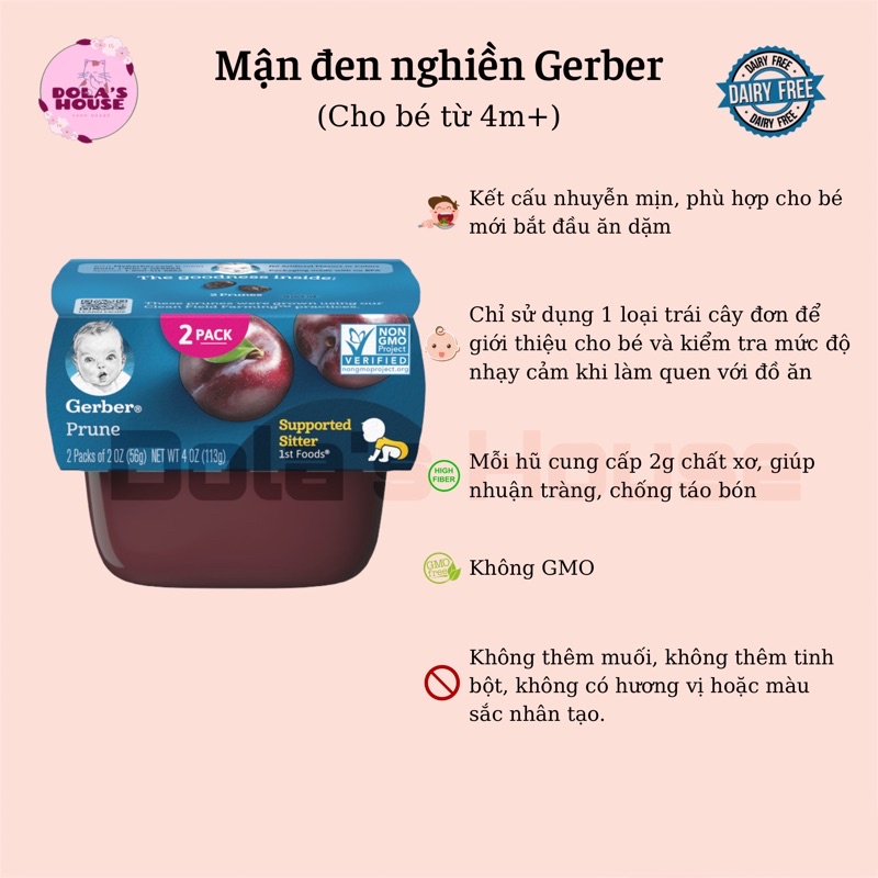 MẬN ĐEN NGHIỀN GERBER CHO BÉ 4M