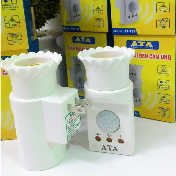 Ổ cắm đui đèn cảm ứng chuyển động ATA AT-193 - Cắm trực tiếp  vào ổ điện-Hàng chính hãng bảo hành 12 tháng