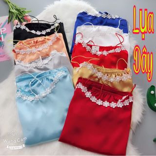 Bộ lụa dây phối ren trắng cao cấp