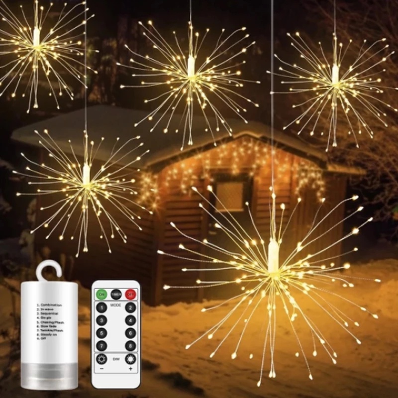 Đèn LED 8 chế độ chạy bằng pin treo trang trí sân vườn