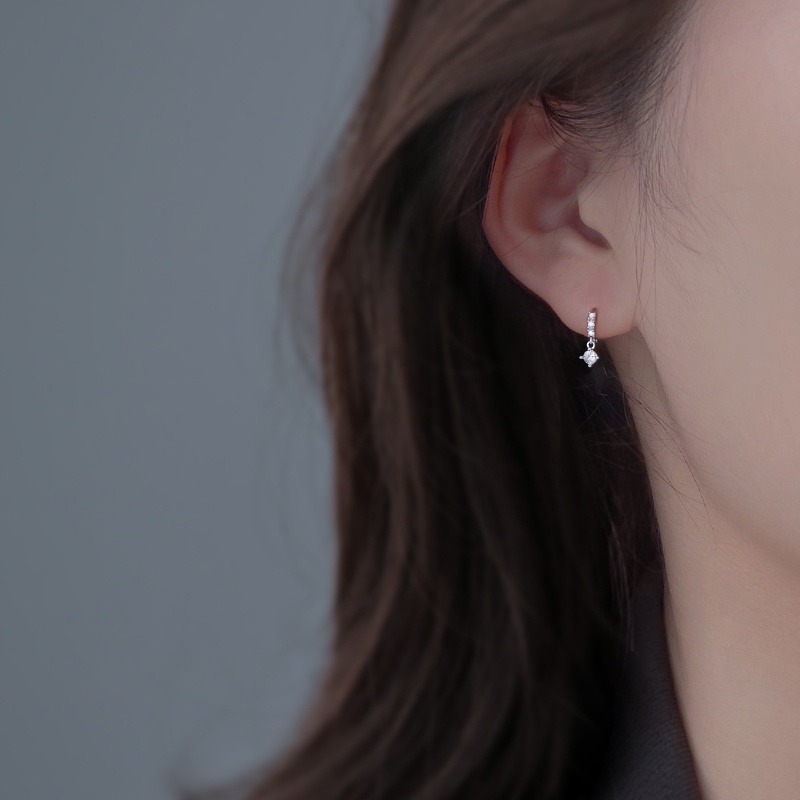 Bông Tai Đính Đá Zircon 19A1615 Phong Cách Hàn Quốc Dễ Phối Đồ