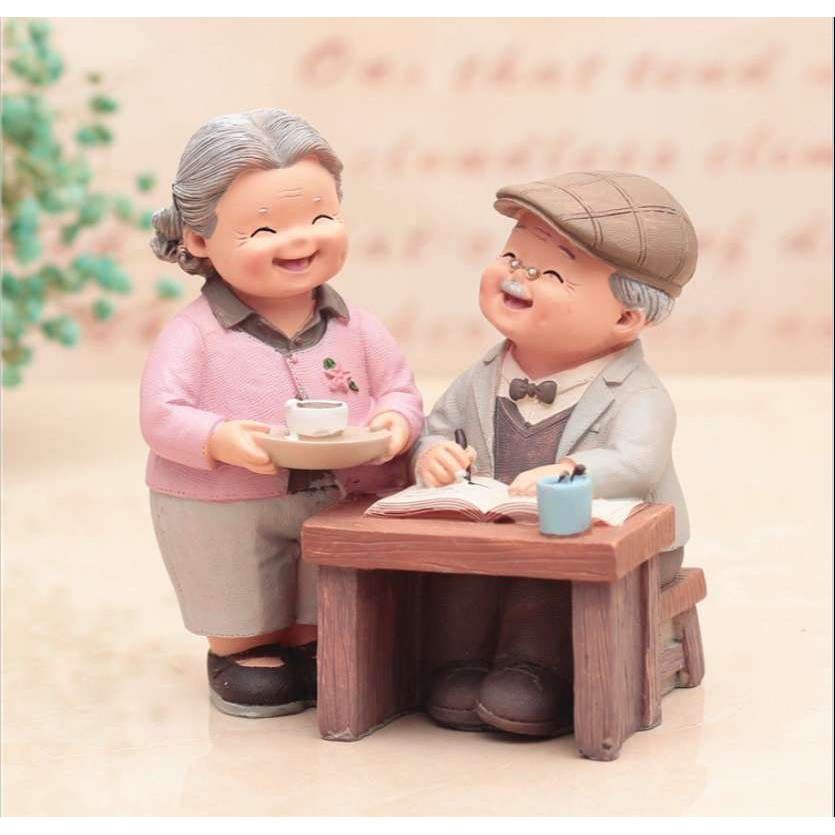 Bộ tượng trang trí ông bà làm quà tặng, trang trí cây cảnh