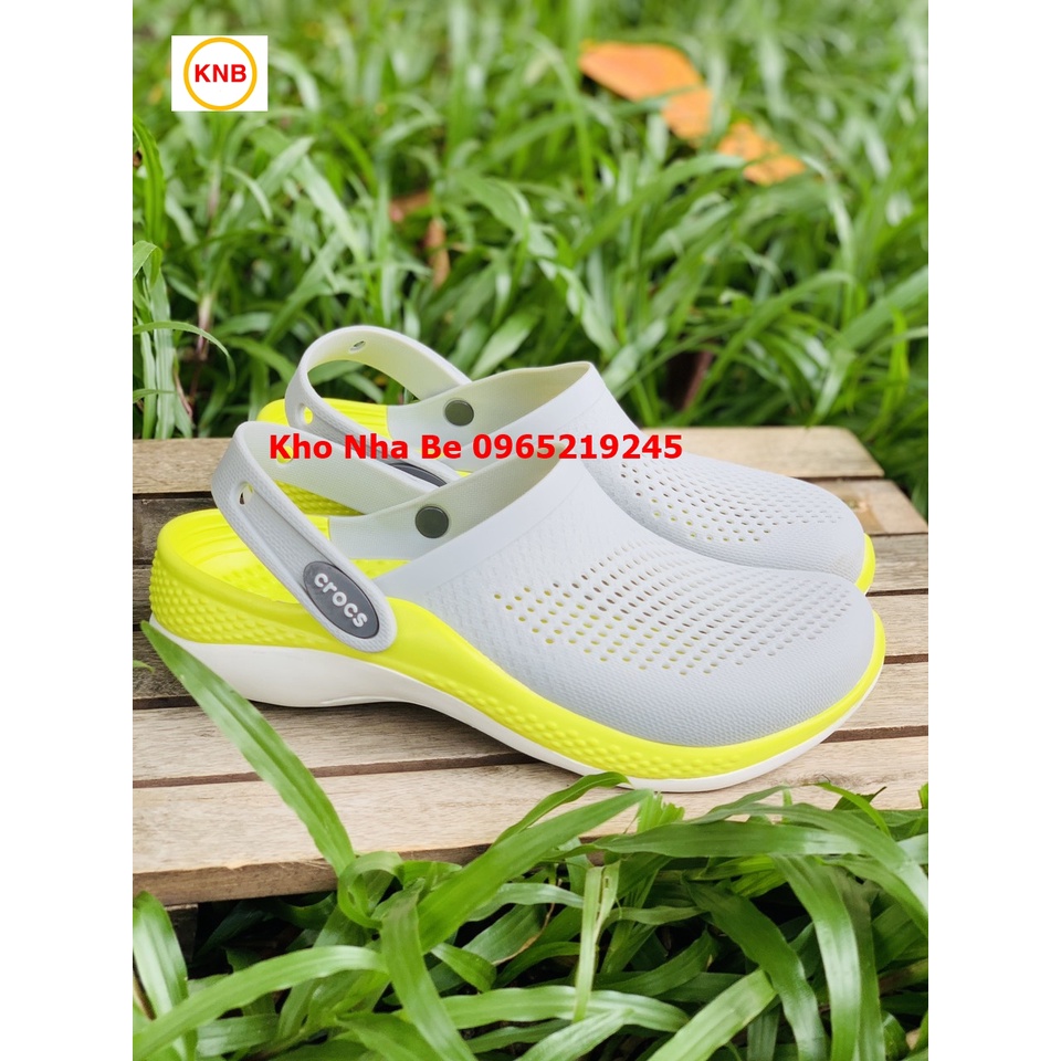 Dép sục cross 360 Literide clog màu ghi vàng, Dép Sục Nam Nữ Literide Clog 360 Đi Nắng Mưa Cao Cấp, hàng xịn