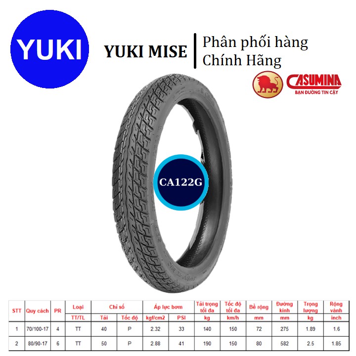 Vỏ Lốp Xe Casumina CA122G Cho Xe Máy | Wave S/RS/Future | YUKI MISE